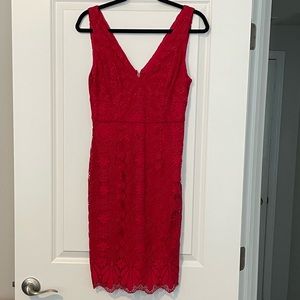 Anthropologie red lace dress